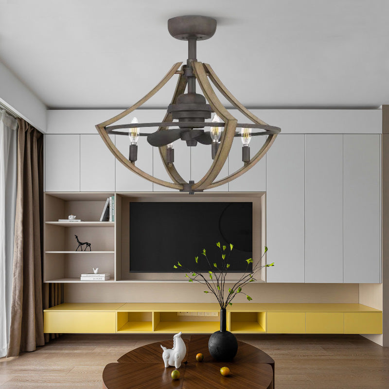 Retro Indoor Decorative Luxury Ceiling Fan with Bulb Light