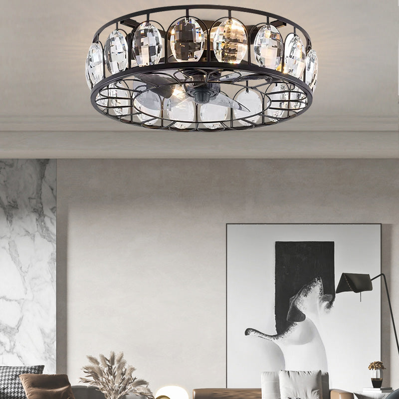 Modern Luxury Crystal Living Room Bedroom Ceiling Light Fan