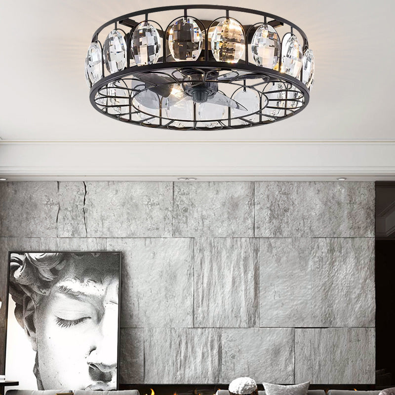 Modern Luxury Crystal Living Room Bedroom Ceiling Light Fan