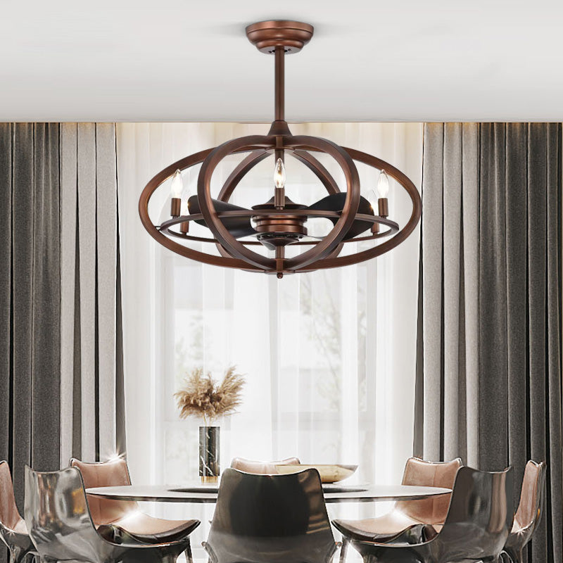 Retro Indoor Living Room Bulb Ceiling Fan Light