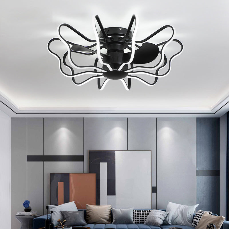 LED Flush Mount Remote Control Aluminium Bedroom LED Ceiling Light with Fan