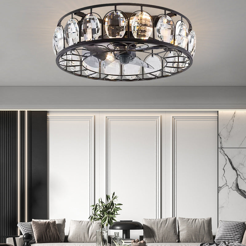 Modern Luxury Crystal Living Room Bedroom Ceiling Light Fan
