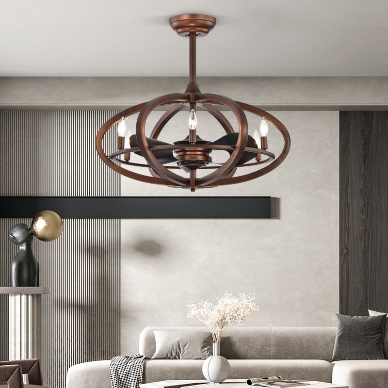 Retro Indoor Living Room Bulb Ceiling Fan Light