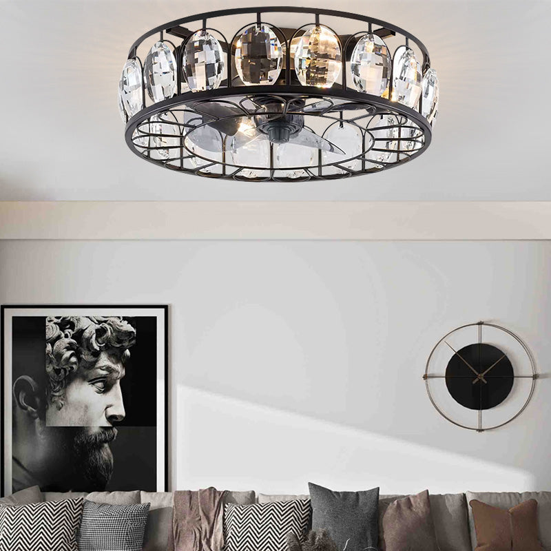 Modern Luxury Crystal Living Room Bedroom Ceiling Light Fan