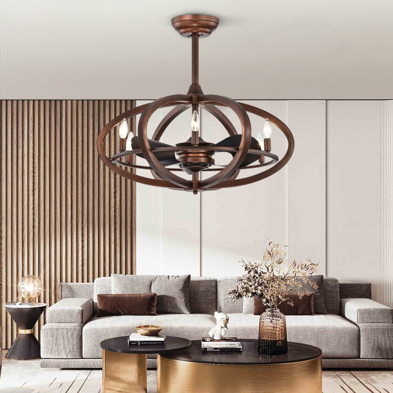 Retro Indoor Living Room Bulb Ceiling Fan Light
