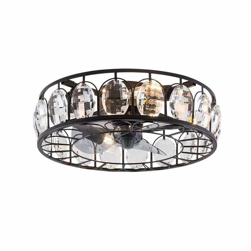 Modern Luxury Crystal Living Room Bedroom Ceiling Light Fan
