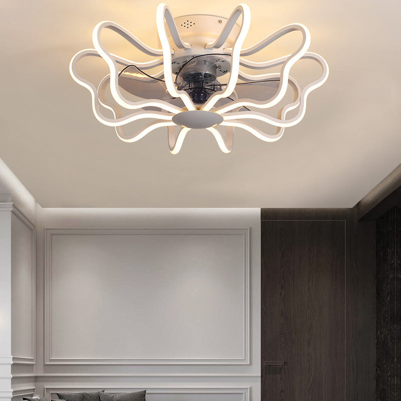 LED Flush Mount Remote Control Aluminium Bedroom LED Ceiling Light with Fan